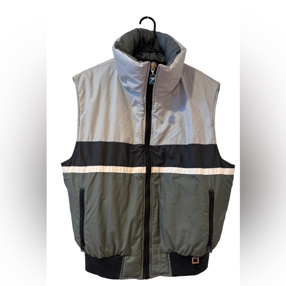 PROFILE Men's XL Down Insulated Gray and Black Puffer Vest Winter Warmth Ski